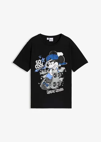 Mickey Mouse T-Shirt van puur katoen, Kleur: zwart met print