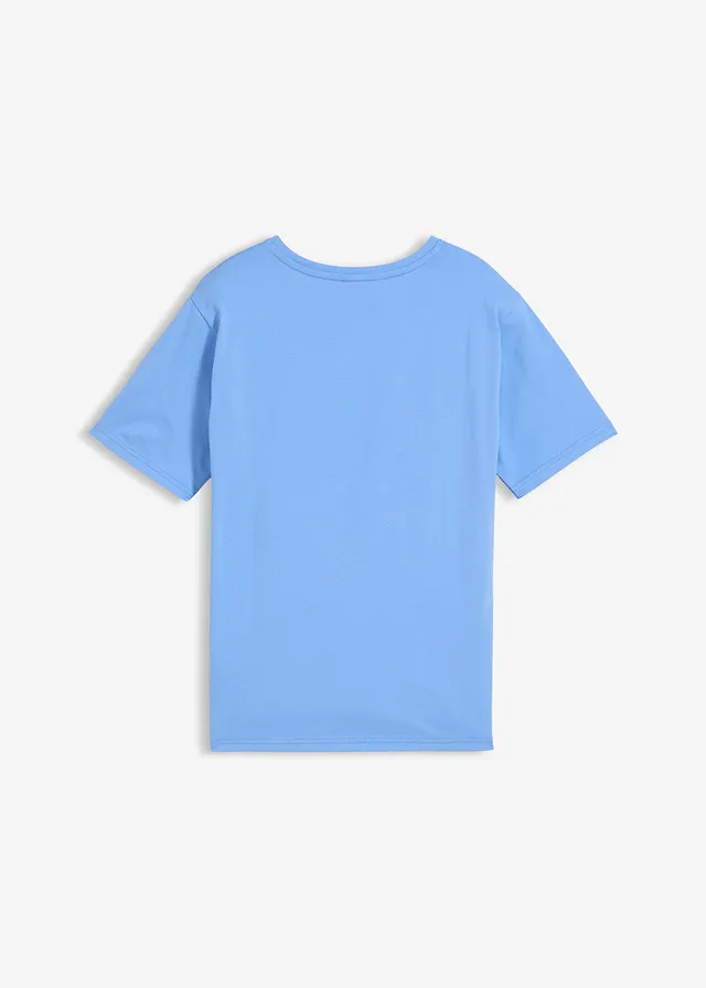 Mickey Mouse T-Shirt van puur katoen, Kleur: middenblauw met print
