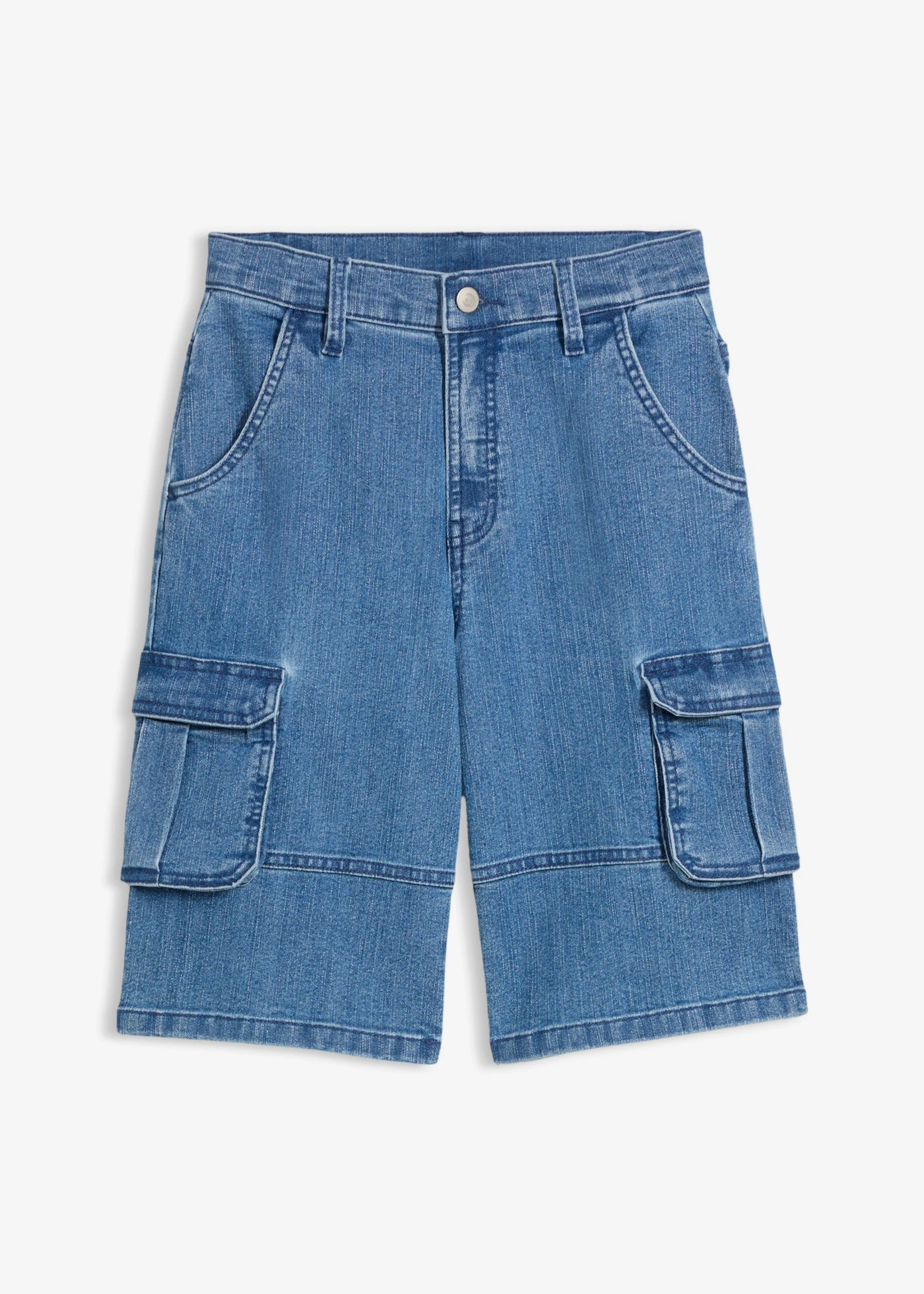 Kapsáčové bermudy, Loose fit, prestaviteľný pás • stredne modrá denim • obchod bonprix