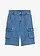 Cargo bermuda met verstelbare band, loose fit, Kleur: middenblauw denim