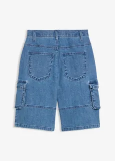 Cargo bermuda met verstelbare band, loose fit • middenblauw denim • bonprix online shop