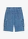 Cargo bermuda met verstelbare band, loose fit, Kleur: middenblauw denim