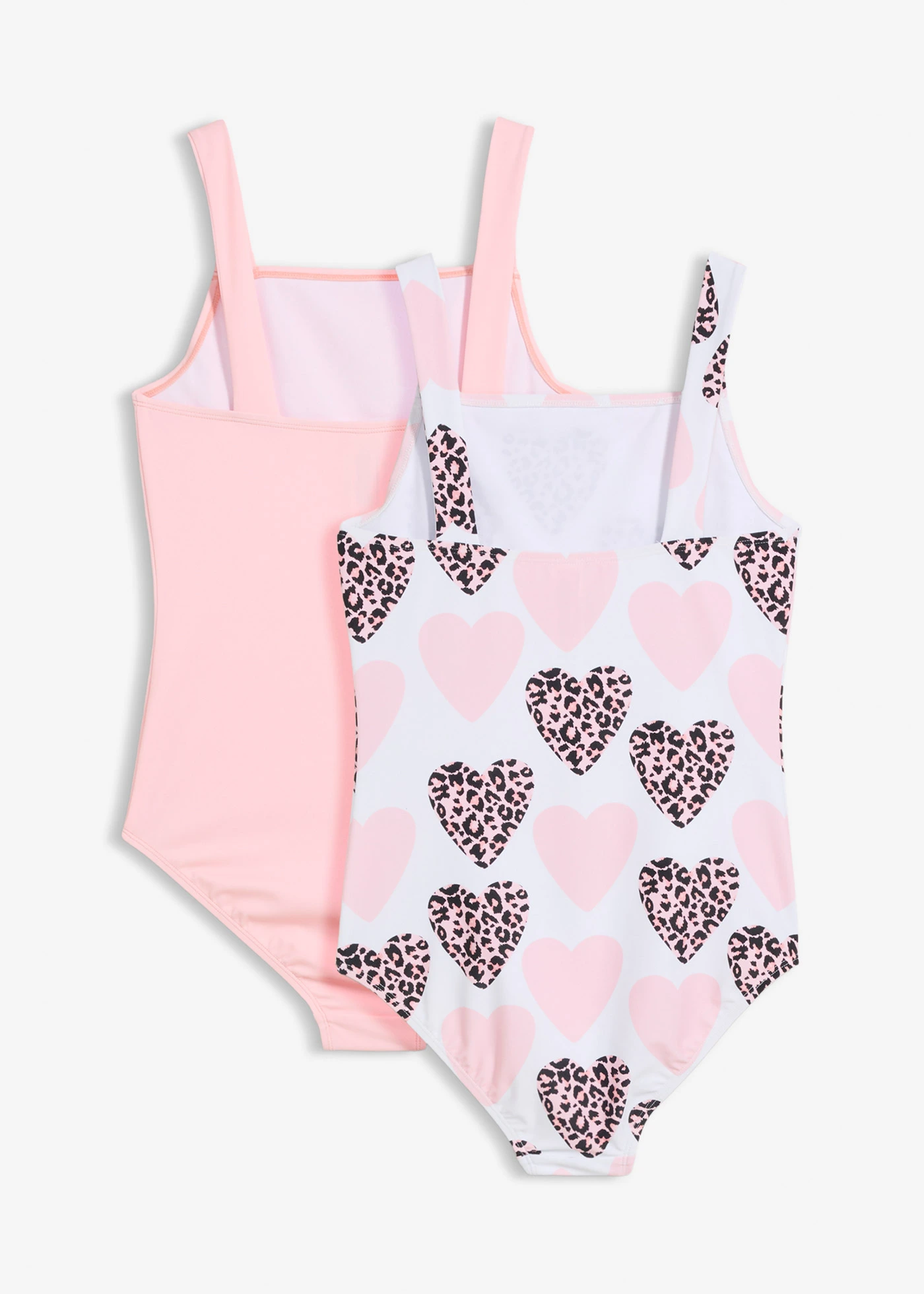 Costum de baie (set/2 buc.) • alb cu imprimeu + roz pal pudrat • magazin bonprix