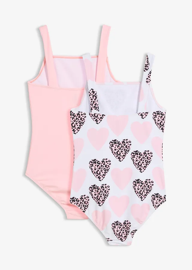 Badpak (set van 2), Kleur: wit met print+roze poudre