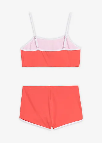 Bikiny s kontrastními švy (2dílná souprava), barva: humrovo-bílá