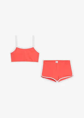 Costum de baie cu cusături contrast (set/2 piese) • roz-corai/alb • magazin bonprix