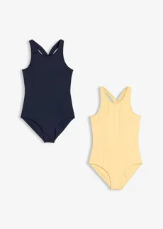 Lot de 2 maillots 1 pièce • bleu marine+jaune clair • Boutique bonprix