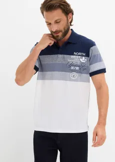 Jersey poloshirt van puur katoen, korte mouw, Kleur: donkerblauw-rookblauw