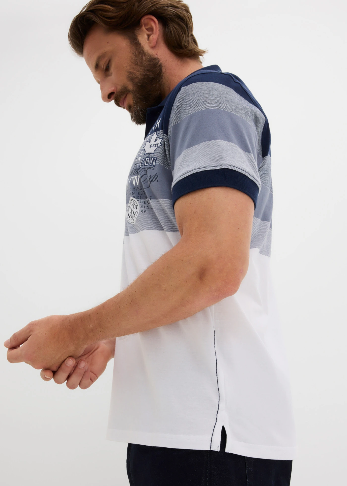 Polo en jersey 100% coton • bleu foncé + bleu fumé • Boutique bonprix