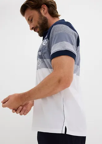 Žerzejové pólo tričko z čisté organické bavlny, krátký rukáv • tmavě modro-kouřově modrá • bonprix obchod