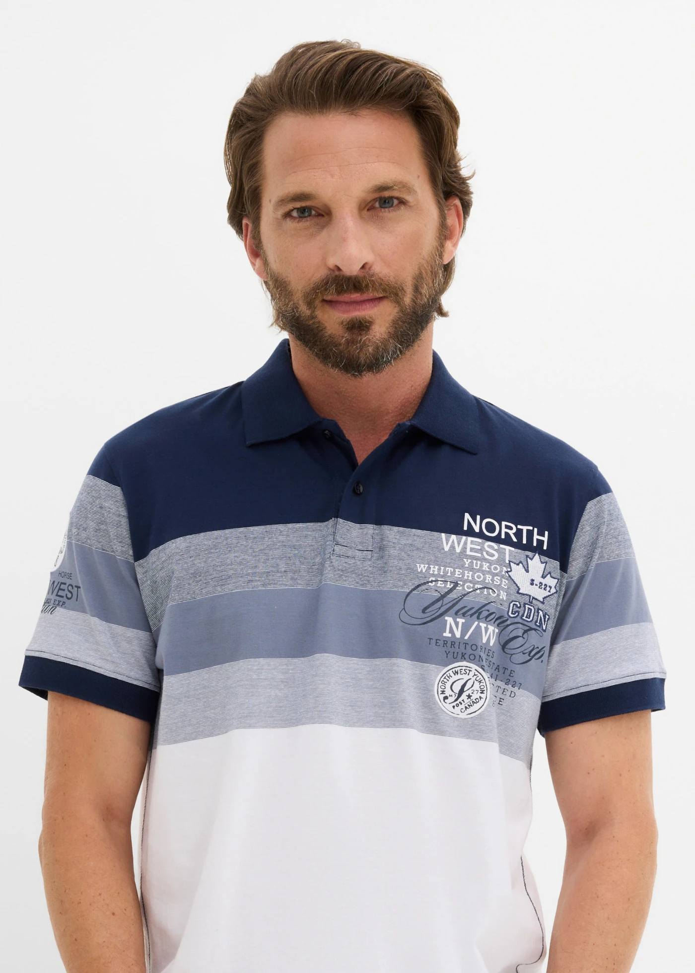 Jersey poloshirt van puur katoen, korte mouw • donkerblauw-rookblauw • bonprix online shop
