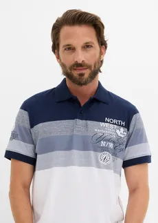 Jersey poloshirt van puur katoen, korte mouw • donkerblauw-rookblauw • bonprix online shop