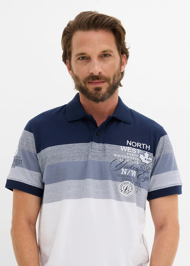 Jersey poloshirt van puur katoen, korte mouw • donkerblauw-rookblauw • product-page.page-title-suffix