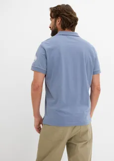 Jersey poloshirt, korte mouw • rookblauw met print • bonprix online shop