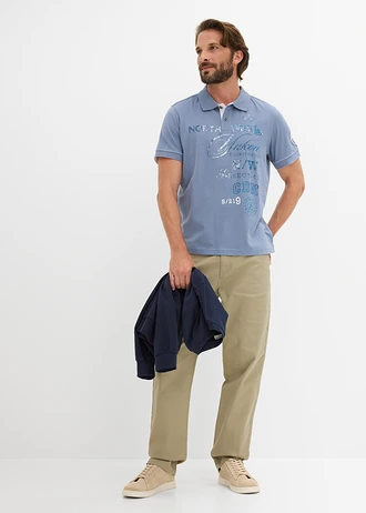 Polo en jersey, Couleur: bleu fumé imprimé