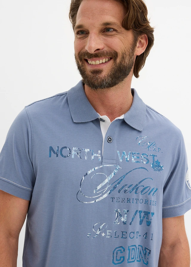 Polo en jersey • bleu fumé imprimé • product-page.page-title-suffix