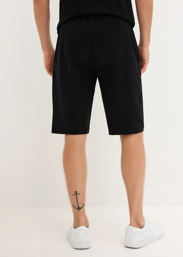 Bermuda sweat 100% coton, Couleur: noir imprimé