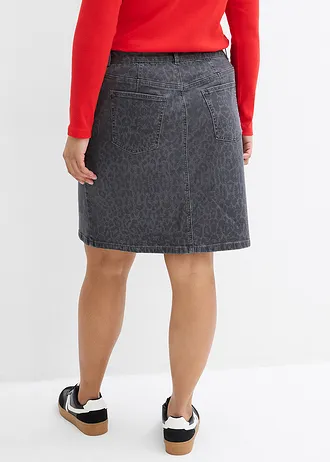 Jupe en jean, Couleur: gris denim léopard