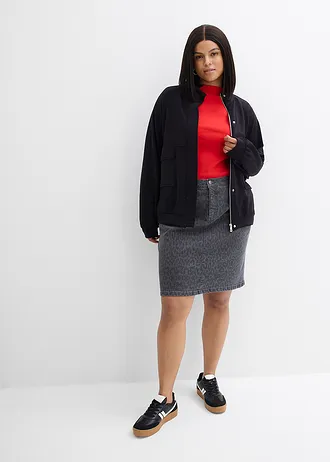 Jupe en jean, Couleur: gris denim léopard