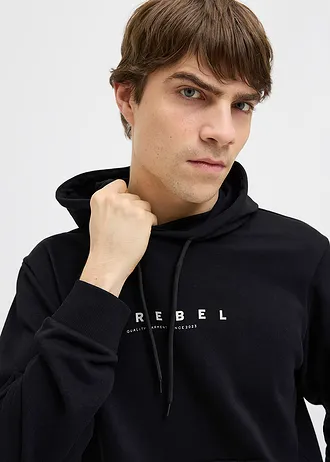 Hanorac cu glugă JJ REBEL, Loose Fit • negru • magazin bonprix