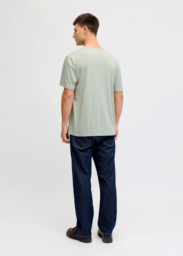 JJ REBEL T-shirt van puur katoen, loose fit • grijsgroen met print • product-page.page-title-suffix