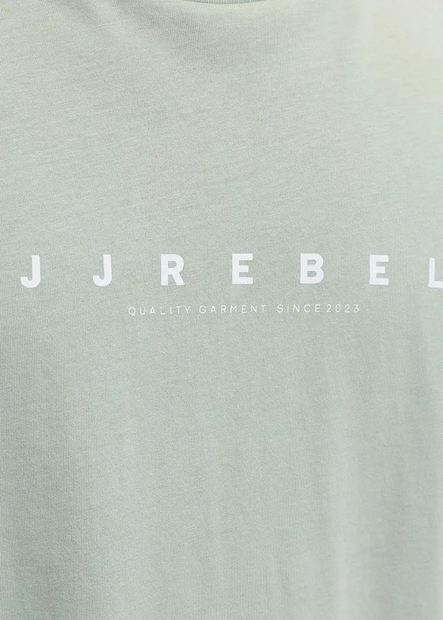 JJ REBEL T-shirt van puur katoen, loose fit • grijsgroen met print • product-page.page-title-suffix