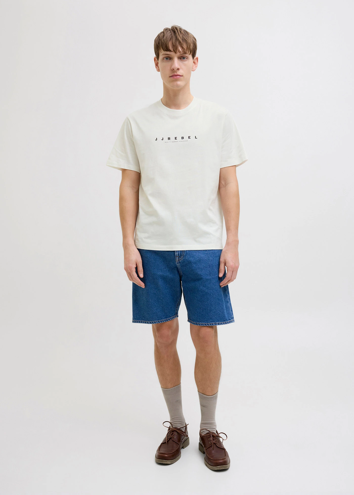 T-shirt JJ REBEL loose, 100% coton • écru imprimé • Boutique bonprix