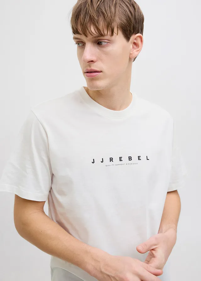T-shirt JJ REBEL loose, 100% coton • écru imprimé • product-page.page-title-suffix