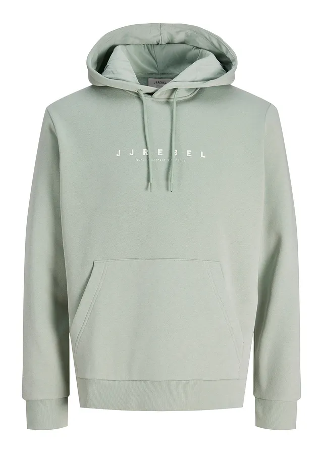 Sweat à capuche JJ REBEL, loose • gris vert imprimé • Boutique bonprix