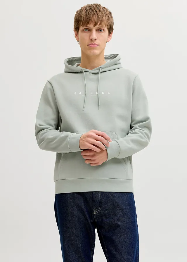 JJ REBEL Hoodie, loose fit, Kleur: grijsgroen met print