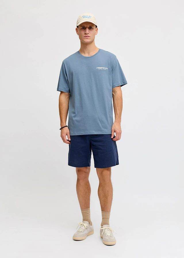 JJ REBEL T-shirt van puur katoen, loose fit, Kleur: lichtblauw met print