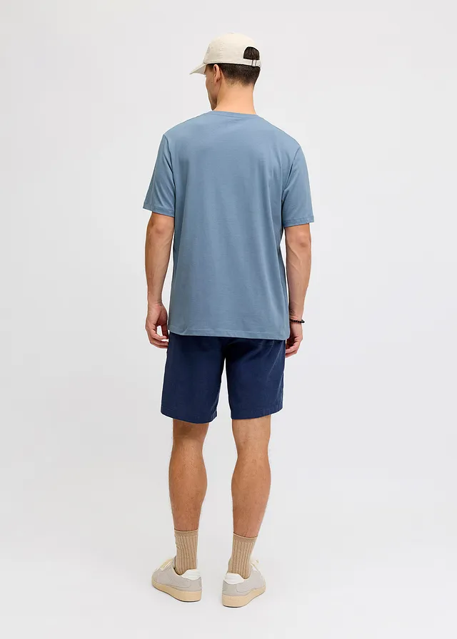 JJ REBEL T-shirt van puur katoen, loose fit, Kleur: lichtblauw met print