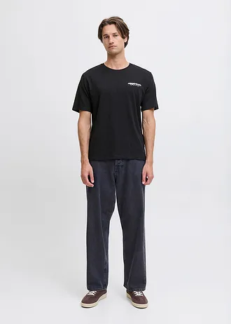 JJ REBEL T-shirt van puur katoen, loose fit, Kleur: zwart met print