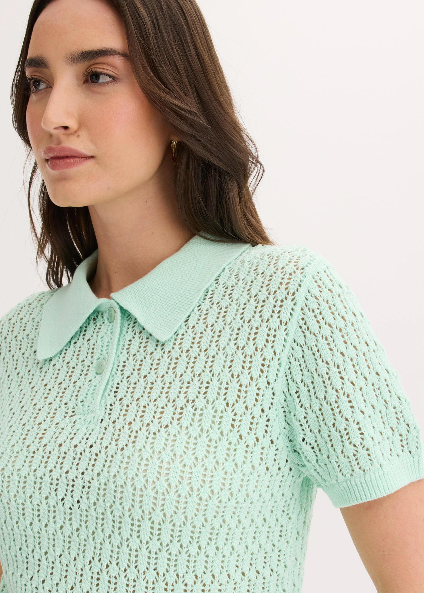 Pull ajouré 100% coton • menthe clair • Boutique bonprix
