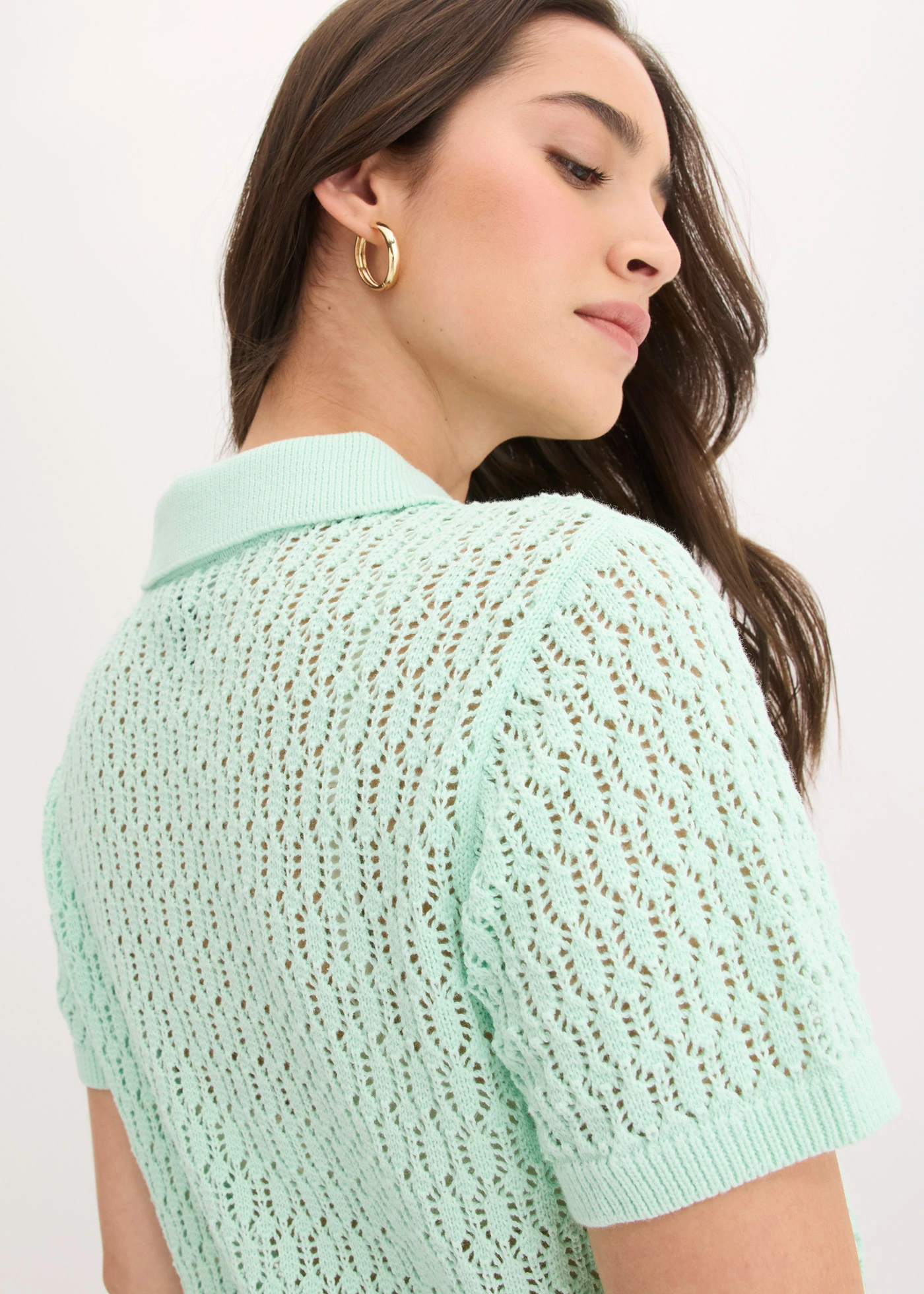 Pull ajouré 100% coton • menthe clair • Boutique bonprix
