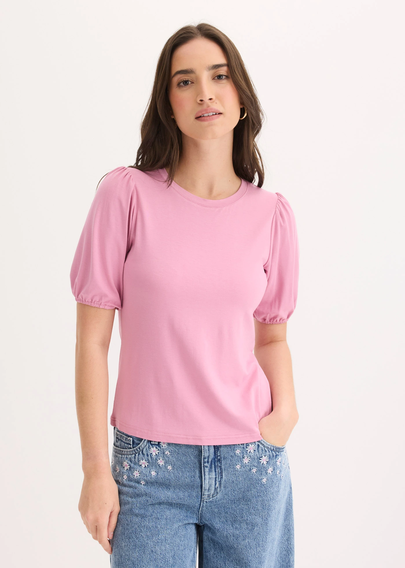 T-shirt doux en viscose extensible • mauve • Boutique bonprix