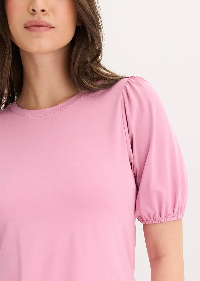T-shirt z miękkiej mieszanki wiskozy • róż malwowy • sklep bonprix