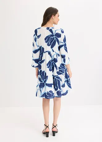 Tuniekjurk van soepele viscose, Kleur: wit-blauw gebloemd