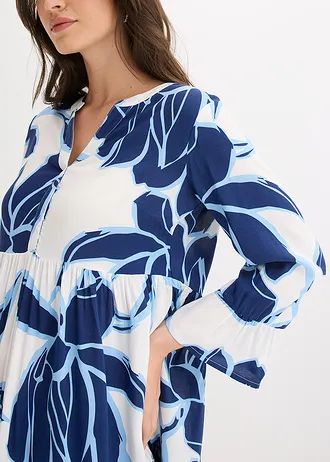 Robe-tunique en viscose fluide • blanc-bleu floral • Boutique bonprix
