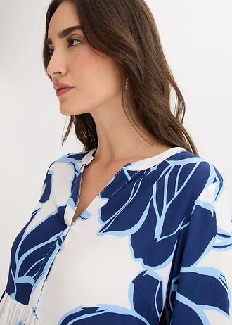Tuniekjurk van soepele viscose • wit-blauw gebloemd • bonprix online shop