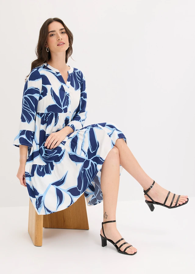Robe-tunique en viscose fluide • blanc/bleu floral • product-page.page-title-suffix
