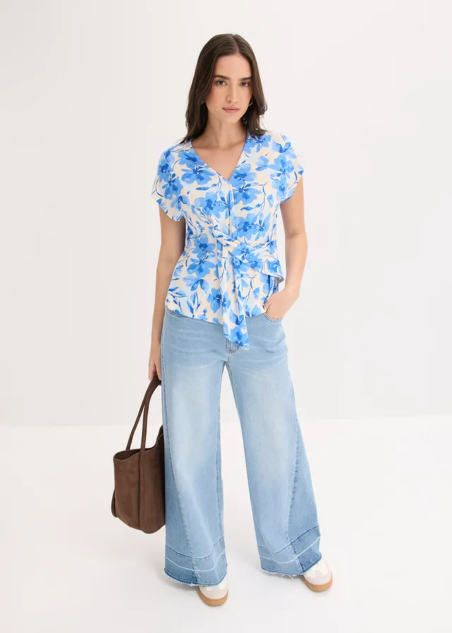 T-shirt avec détail nœud bleu glacier denim used