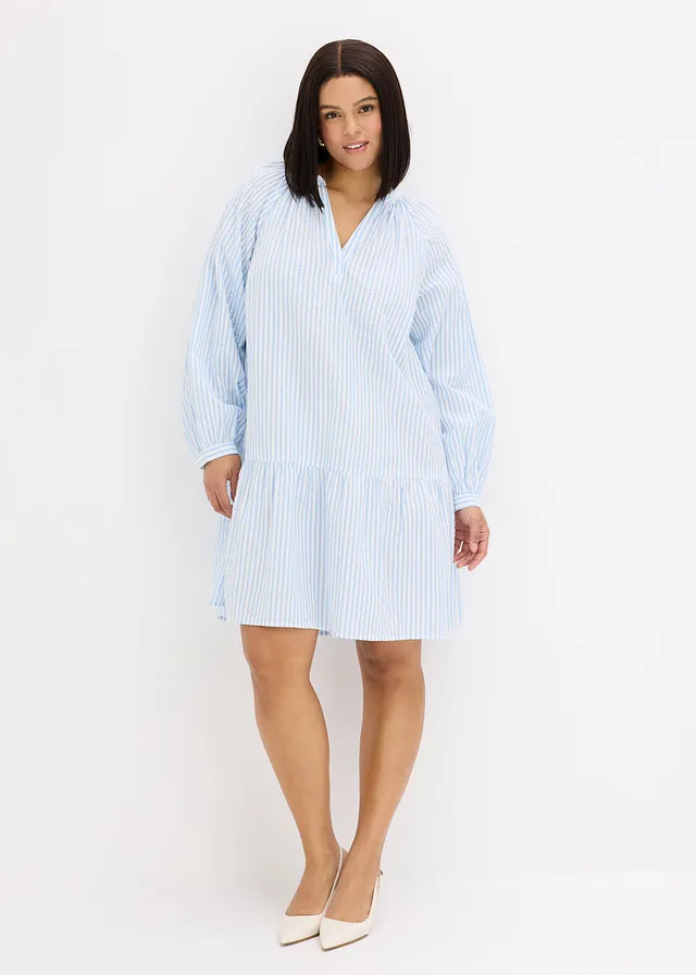 Robe-tunique, Couleur: bleu clair/blanc rayé