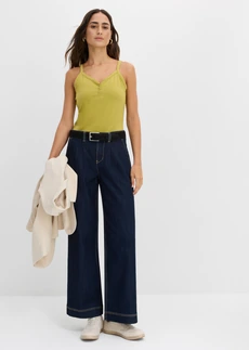 Top na cienkich ramiączkach z czystej bawełny organicznej (2 szt.) • zielony kaktus-biel wełny • sklep bonprix