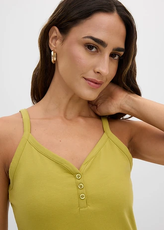 Top s tenkými ramienkami z čistej bio bavlny (2 ks v balení) • kaktusovo zelená-biela vlna • obchod bonprix