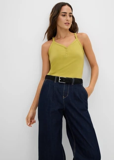 Top cu bretele subțiri cu bumbac organic 100% (set/2 buc.) • verde cactus-ecru • magazin bonprix