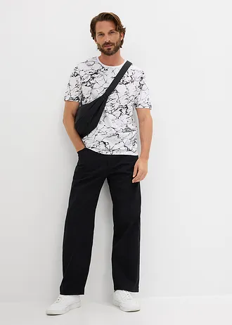 Tricou din bumbac organic 100%, culoare: alb/negru