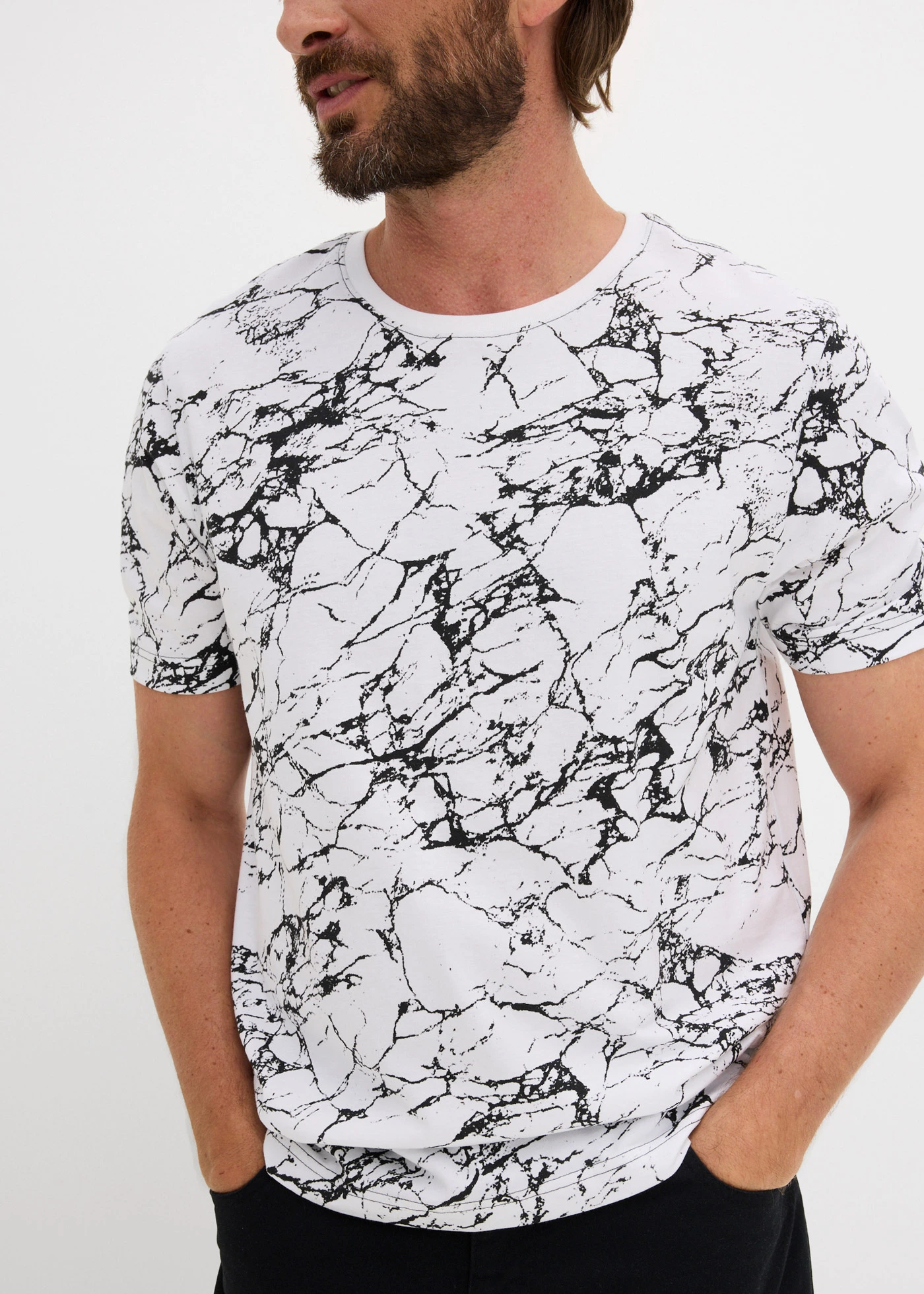 T-shirt 100% coton • blanc/noir • Boutique bonprix