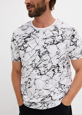 T-shirt 100% coton • blanc/noir • Boutique bonprix