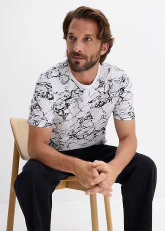 T-shirt 100% coton • blanc/noir • Boutique bonprix